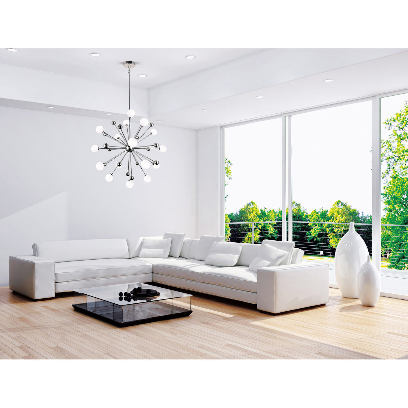 Element 17 Light Nickel Chandelier with Polished Nickel Finish