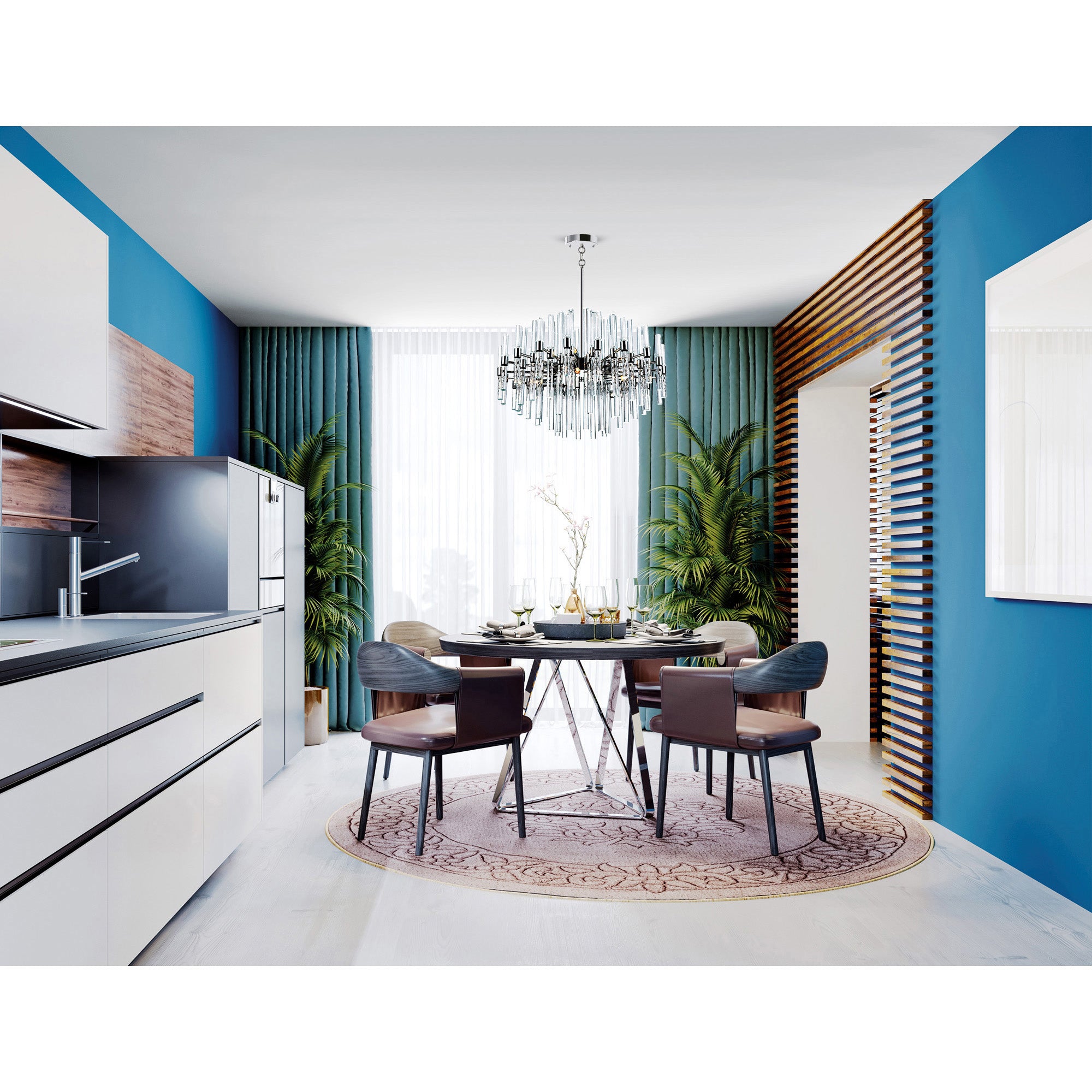 Miroir 10 Light Nickel Chandelier with Polished Finish