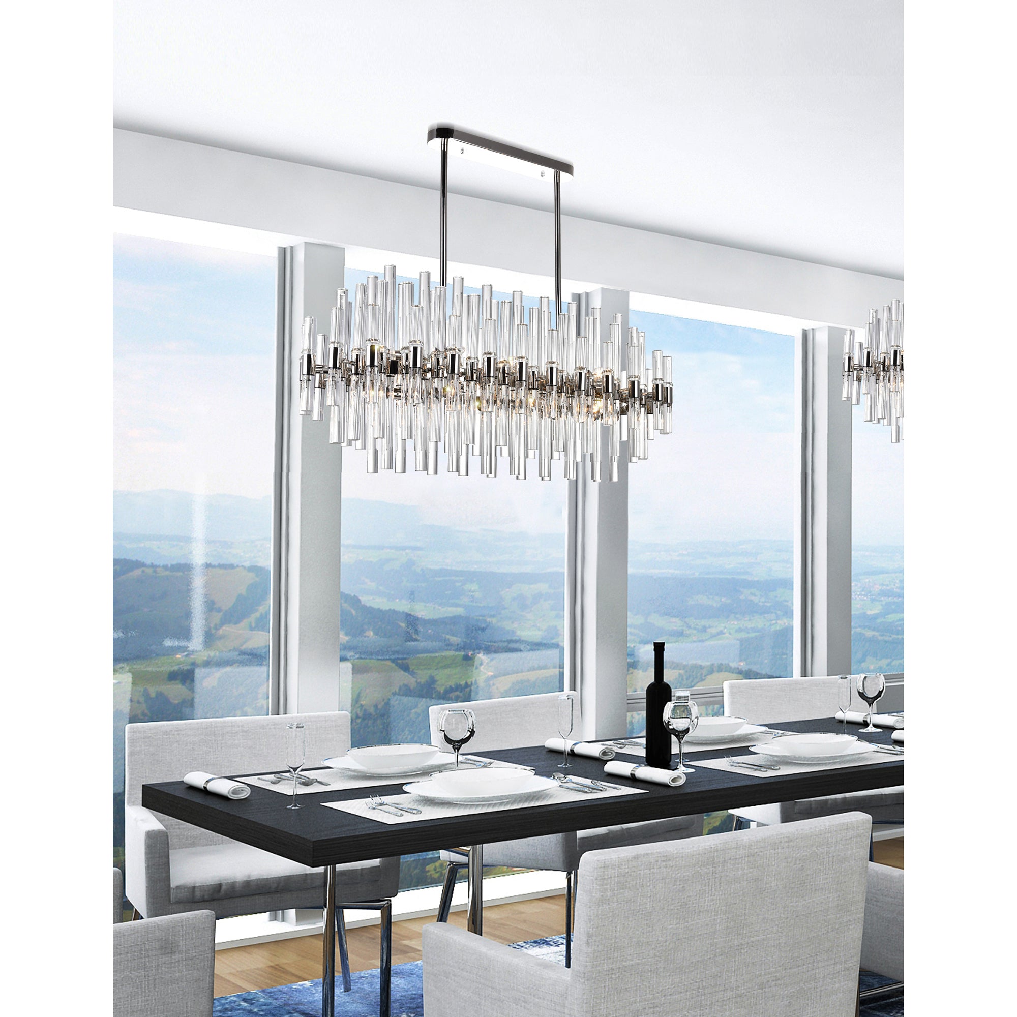 Miroir 16 Light Nickel Chandelier with Polished Finish