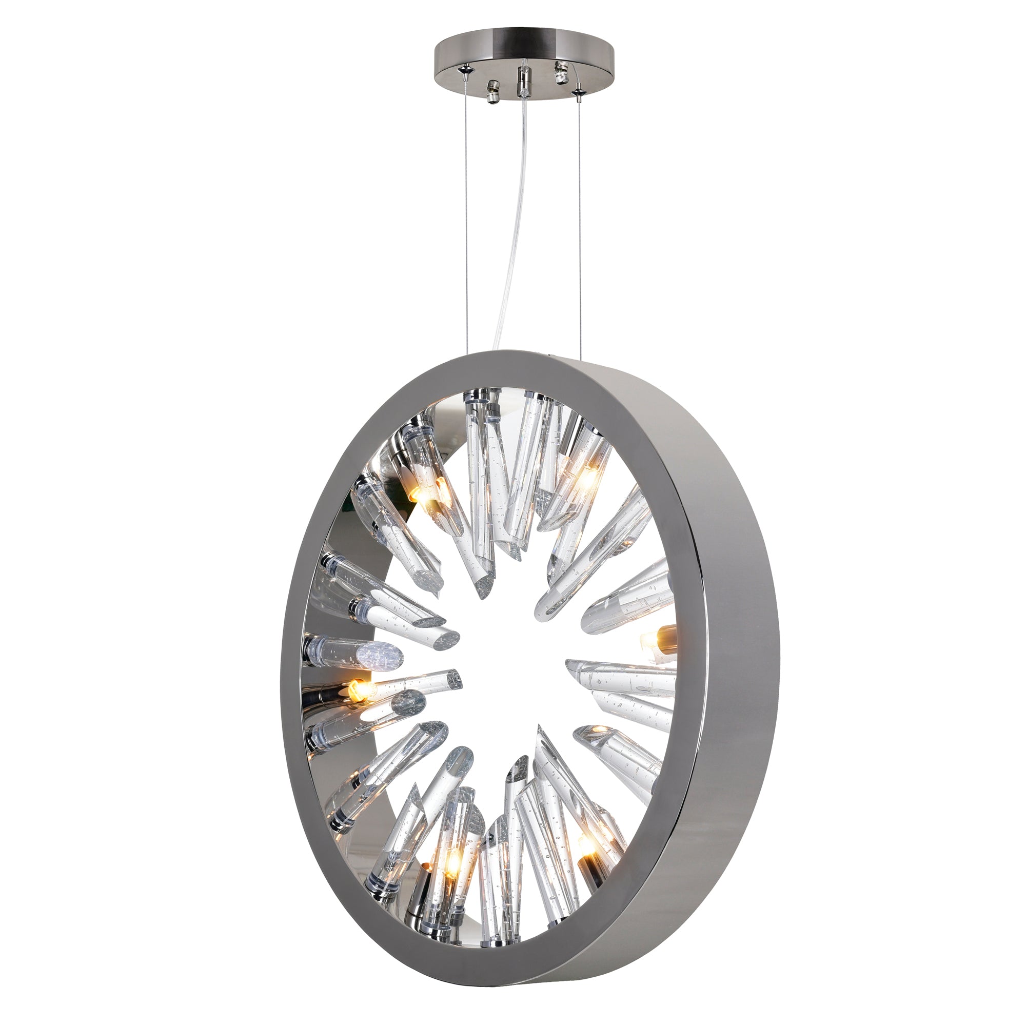 Spiked 6 Light Nickel Chandelier with Polished Finish