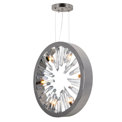 Spiked 6 Light Nickel Chandelier with Polished Finish