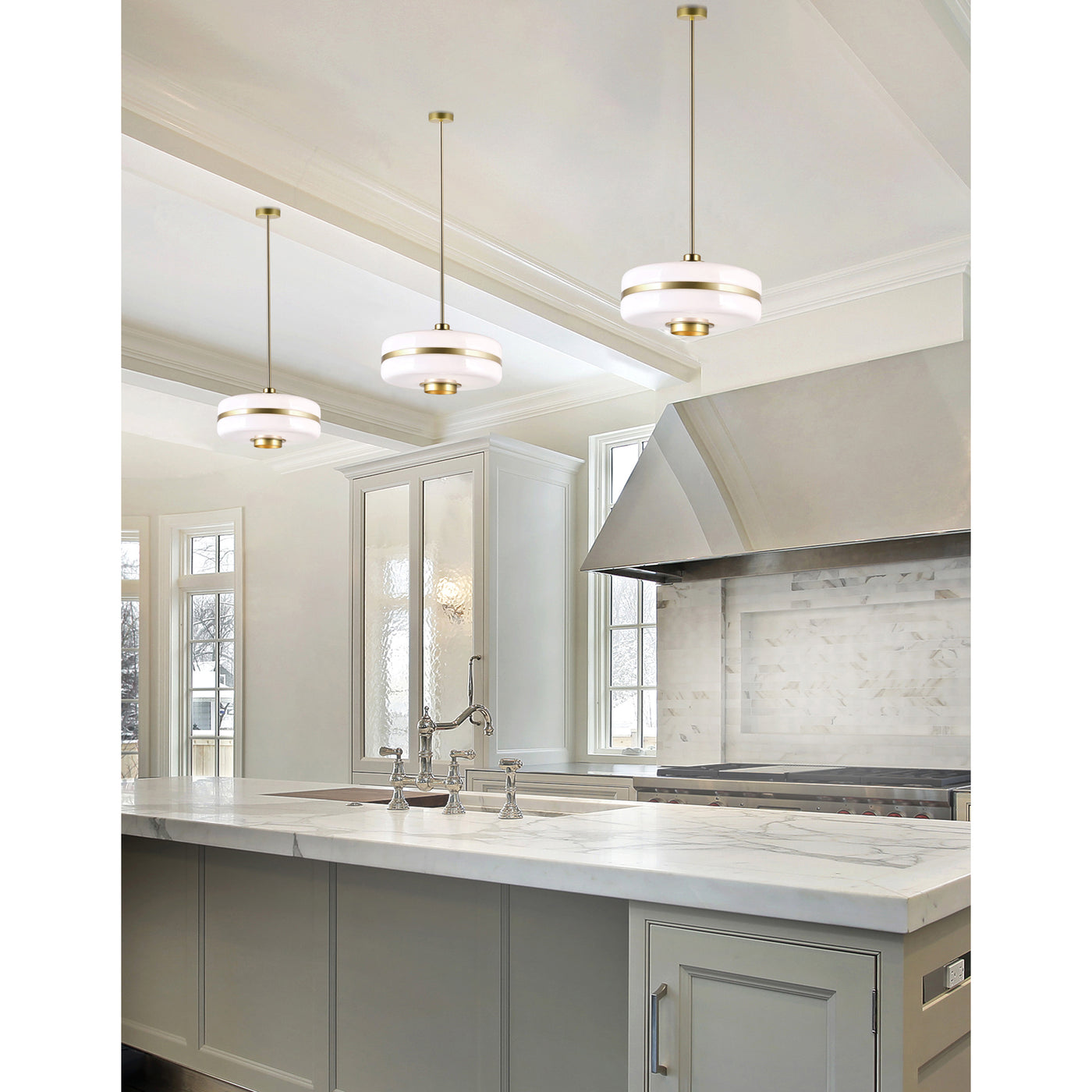 Elementary 1 Light Light Down Pendant in Pearl Gold Finish