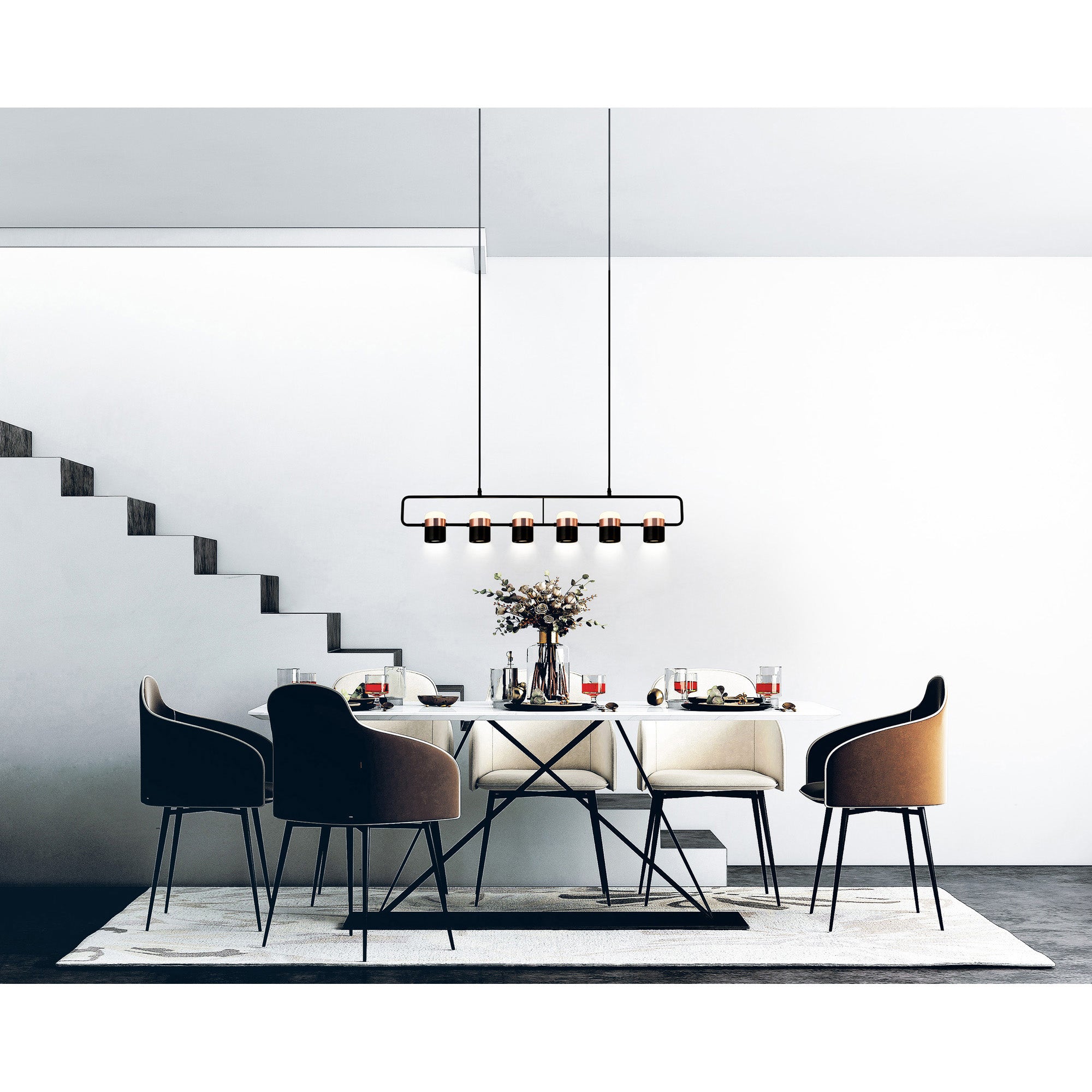 Moxie 6 Light Pool Table Light in Black Finish