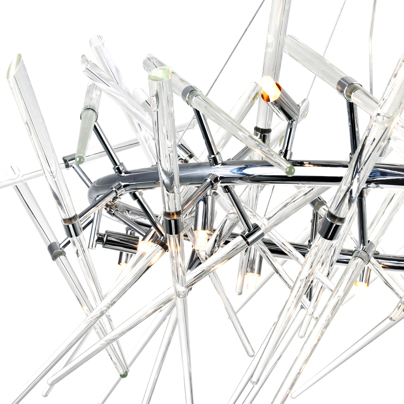 Icicle 12 Light Chrome Chandelier with Cascading Crystal Drops