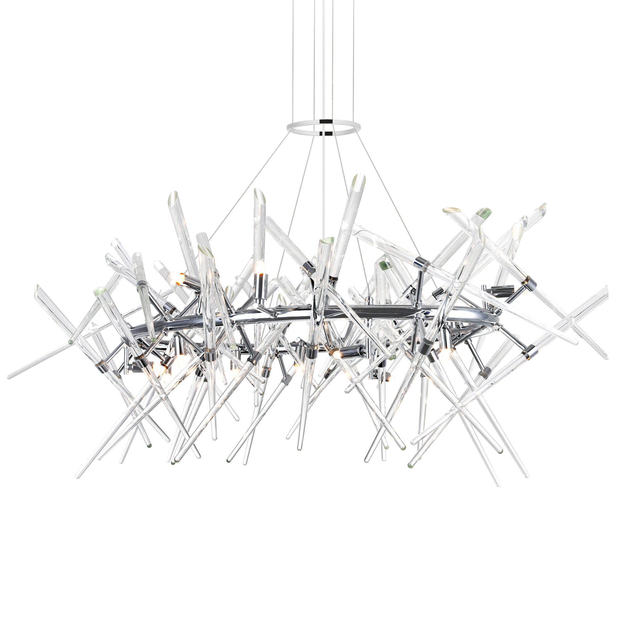 Icicle 12 Light Chrome Chandelier with Cascading Crystals