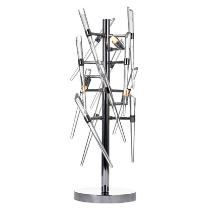 Icicle 3 Light Chrome Table Lamp with Clear Glass Spikes