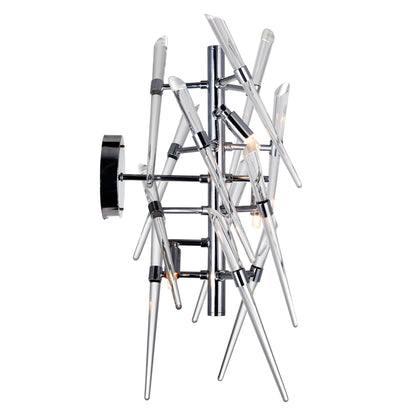 Icicle 3 Light Chrome Wall Light with Clear Glass Spikes