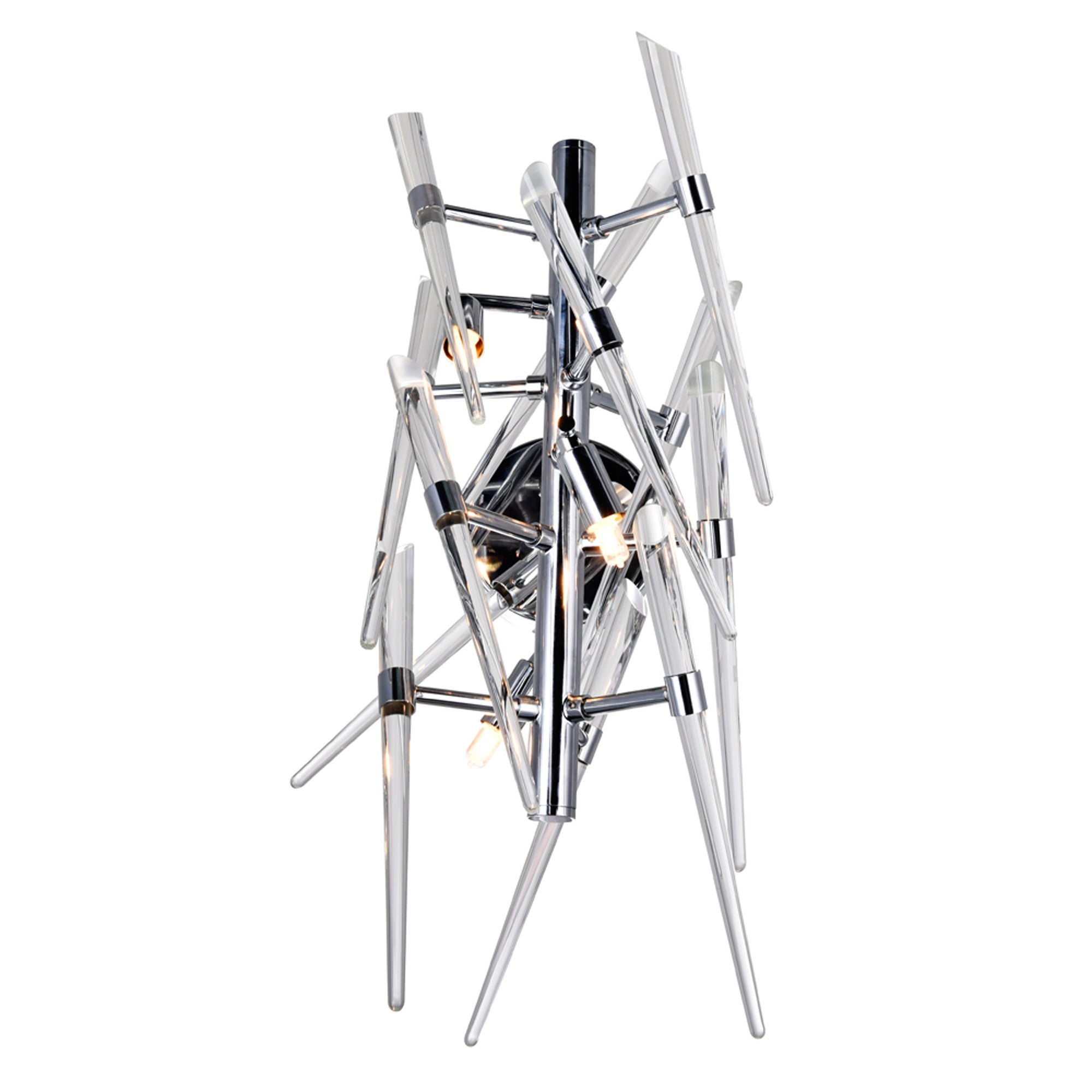 Icicle 3 Light Chrome Wall Light with Clear Glass Spikes