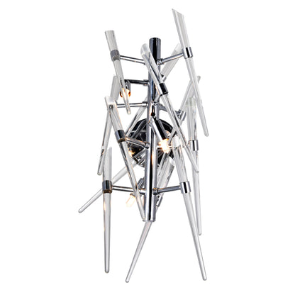 Icicle 3 Light Chrome Wall Light with Clear Glass Spikes