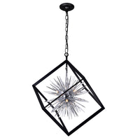 Starburst Chandeliers 6 Lights Chrome Black