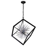 Starburst Chandeliers 6 Lights Chrome Black