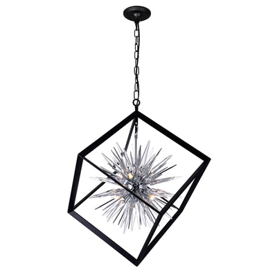 Starburst Chandeliers 6 Lights Chrome Black