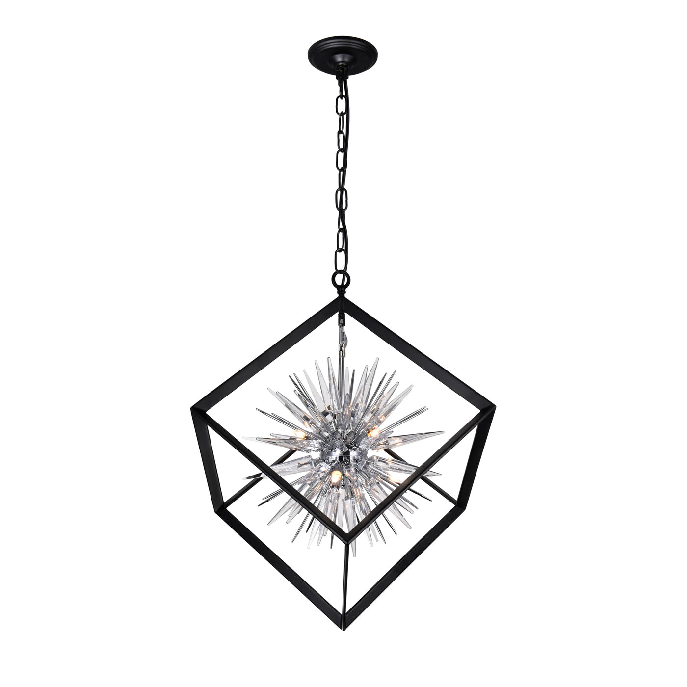 Starburst Chandeliers 6 Lights Chrome Black