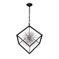 Starburst Chandeliers 6 Lights Chrome Black