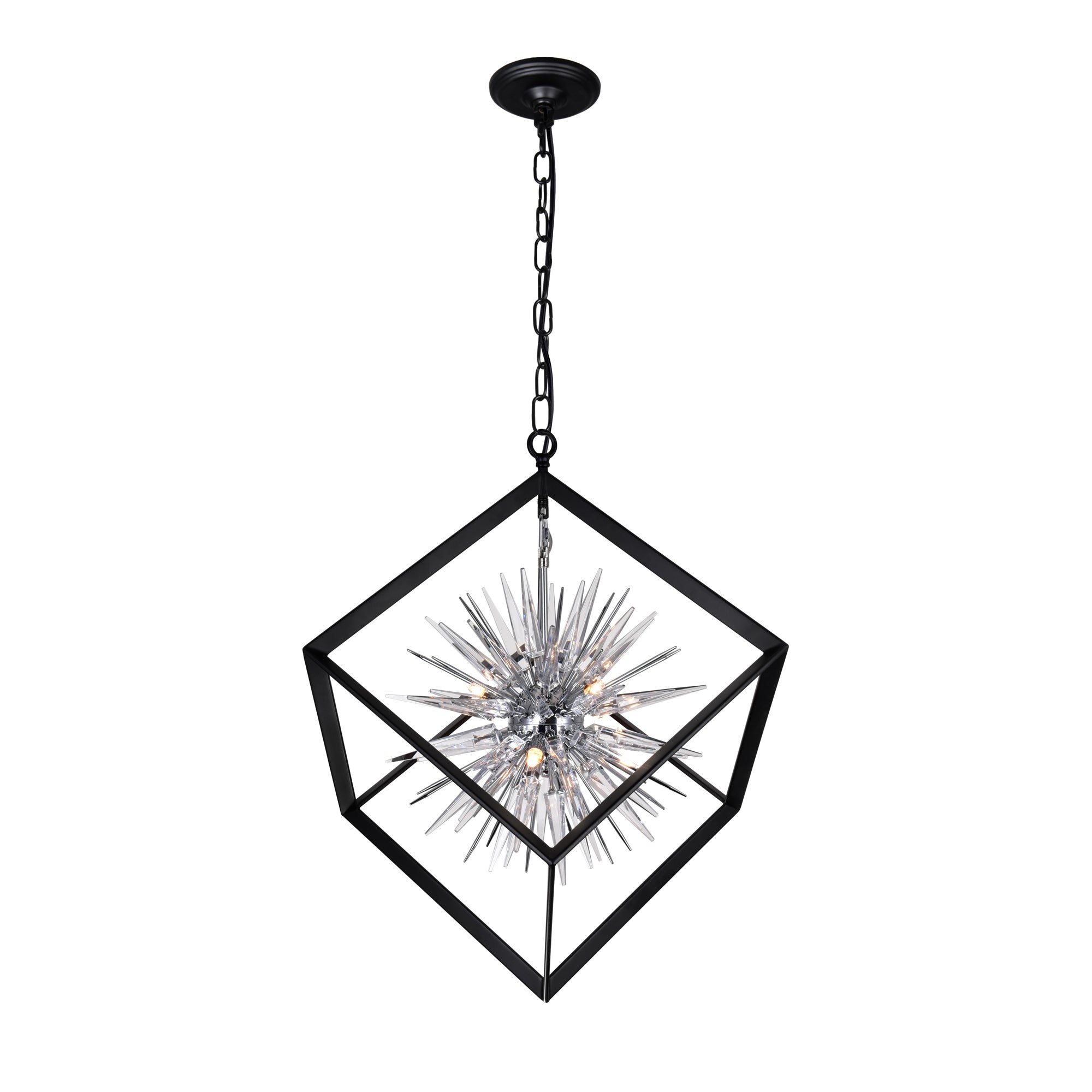 Starburst Chandeliers 6 Lights Chrome Black