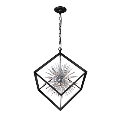 Starburst Chandeliers 6 Lights Chrome Black