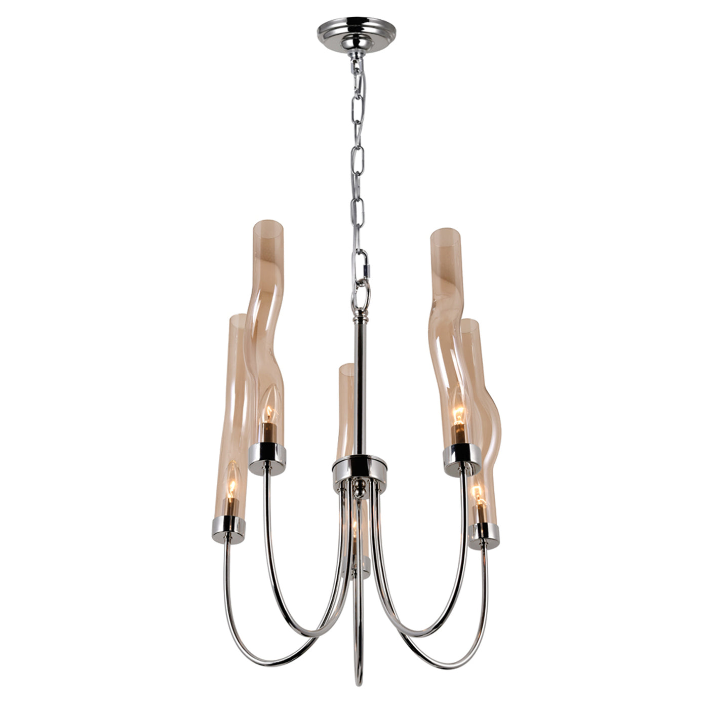 Meduse 5 Light Nickel Chandelier Polished Finish