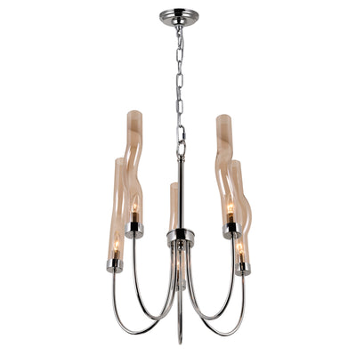 Meduse 5 Light Nickel Chandelier Polished Finish