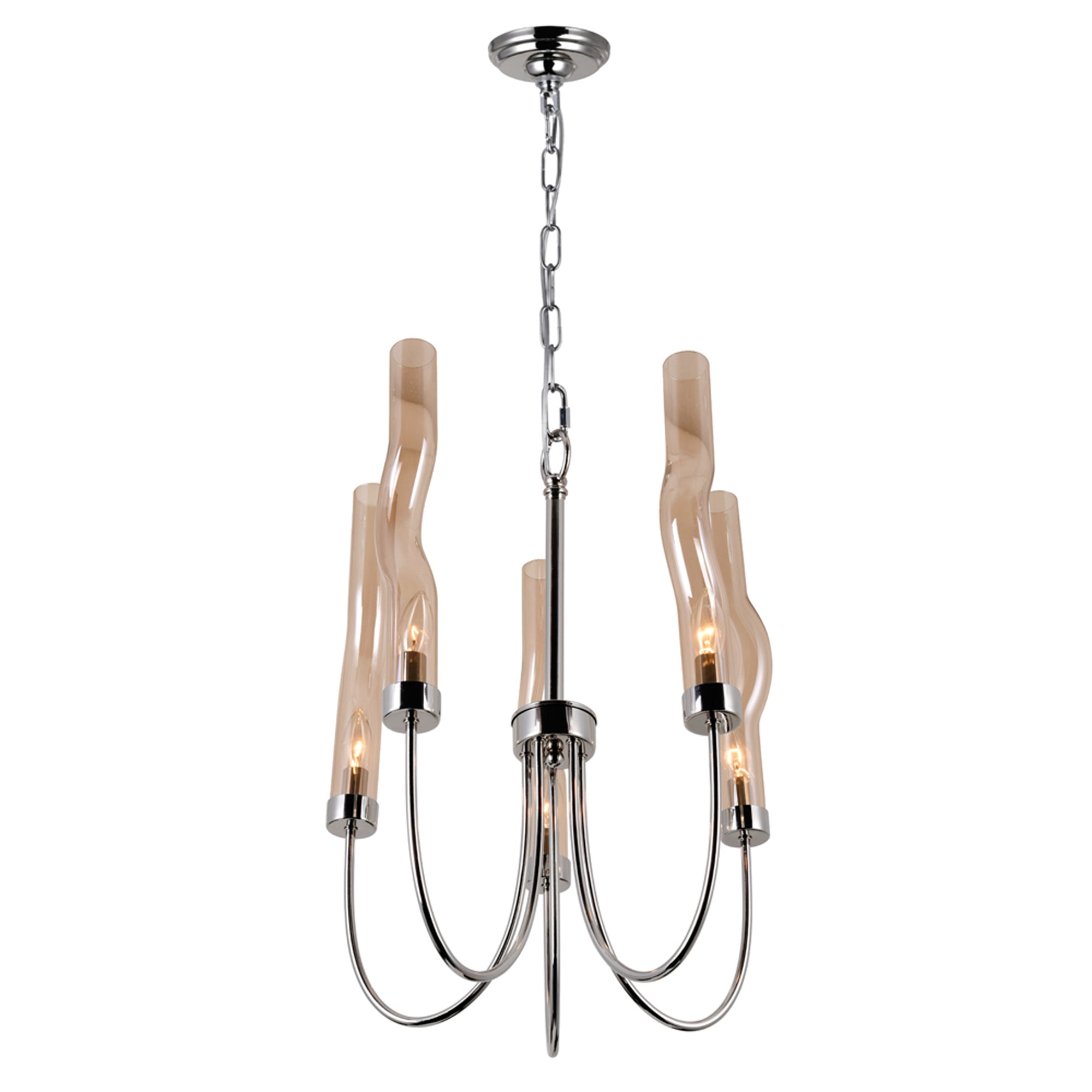 Meduse 5 Light Nickel Chandelier Polished Finish