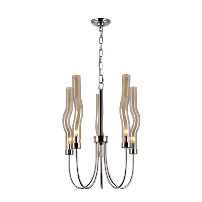 Meduse 5 Light Nickel Chandelier Polished Finish