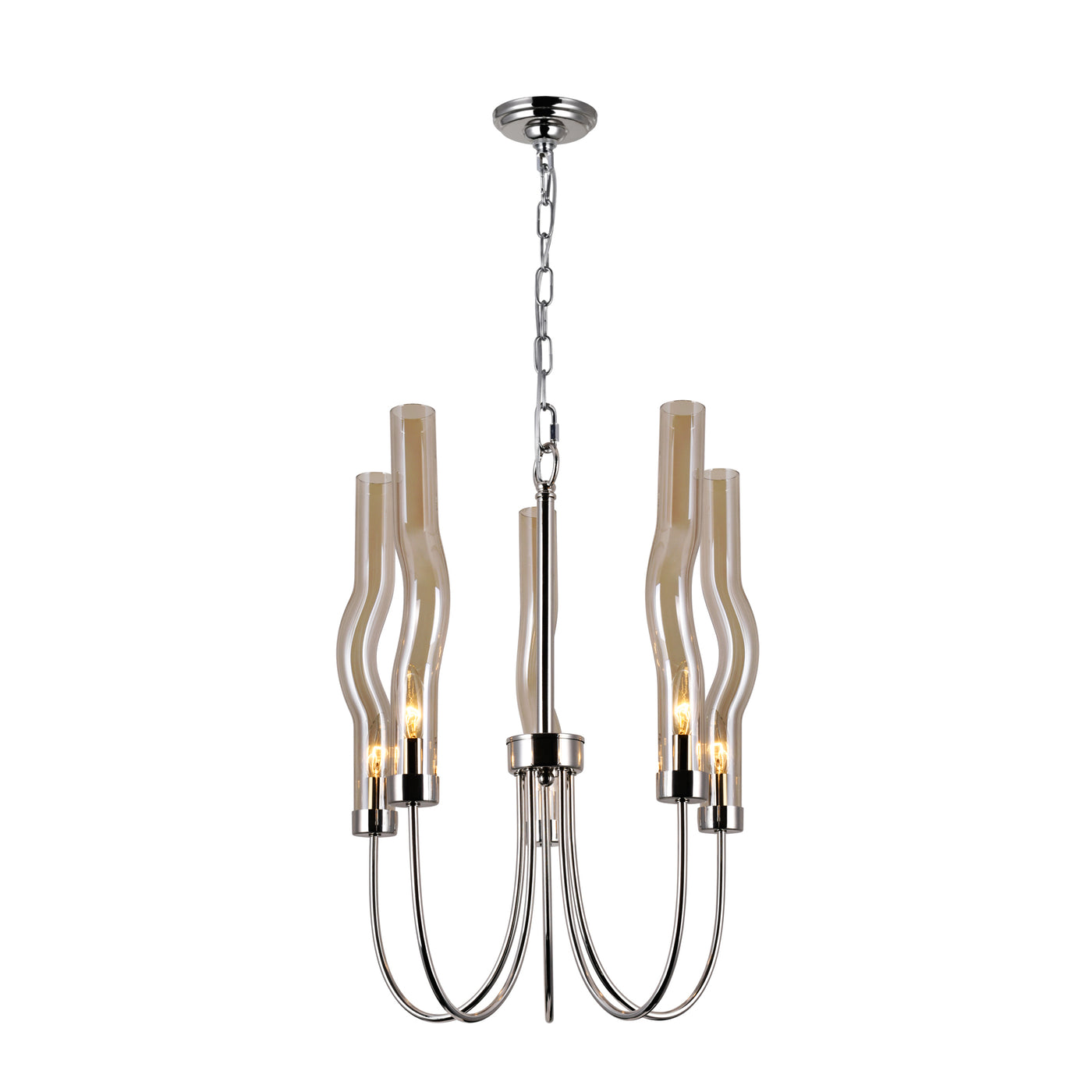 Meduse 5 Light Nickel Chandelier Polished Finish