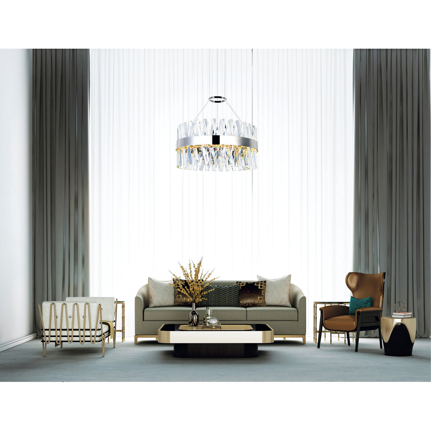 Glace Chandeliers Chrome Integrated LED