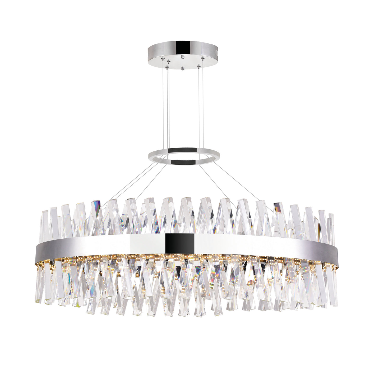 Glace Chandeliers 40in Chrome Crystal LED