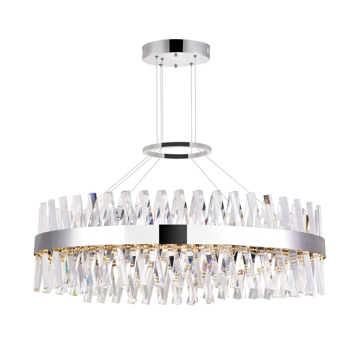 Glace Chandeliers 40in Chrome Crystal LED