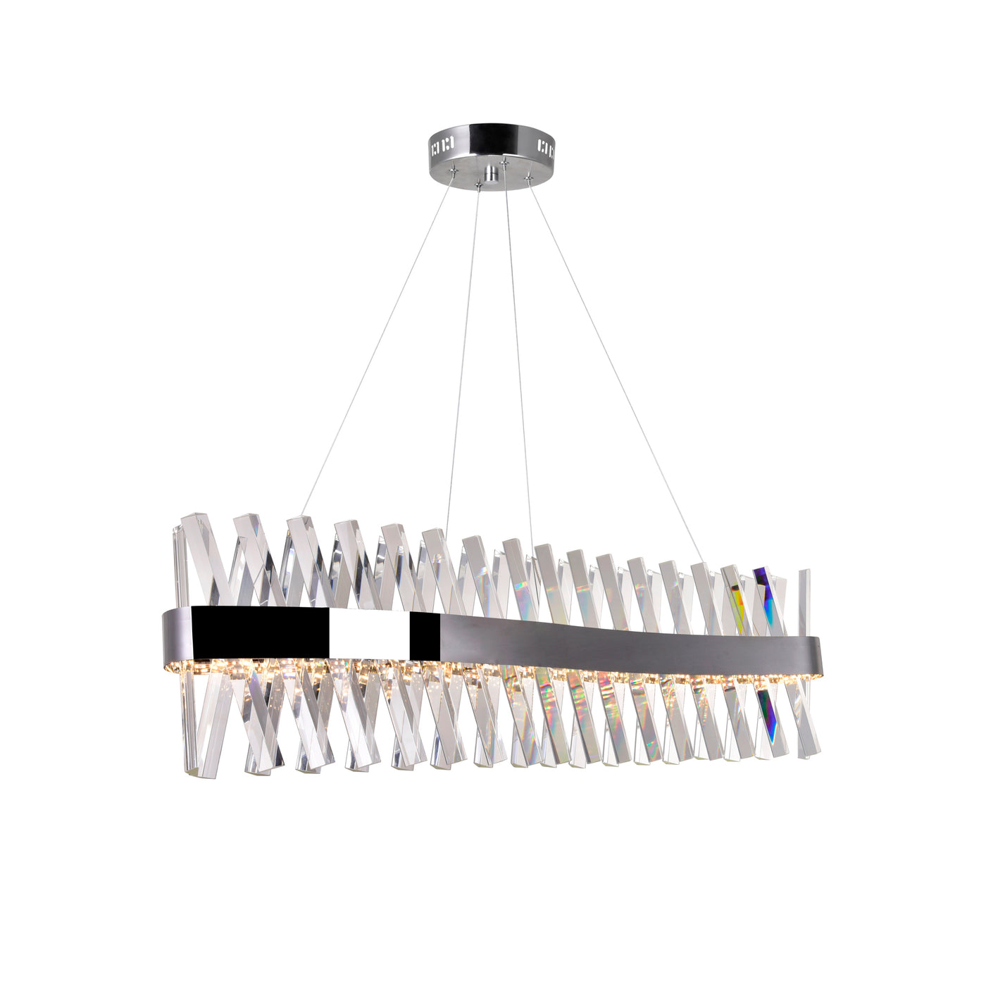 Glace Chandeliers 40in Chrome Crystal LED