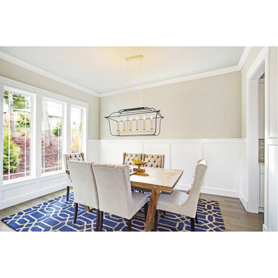 Tudor 6 Light 36in Black Chandelier Satin Gold and Black Finish