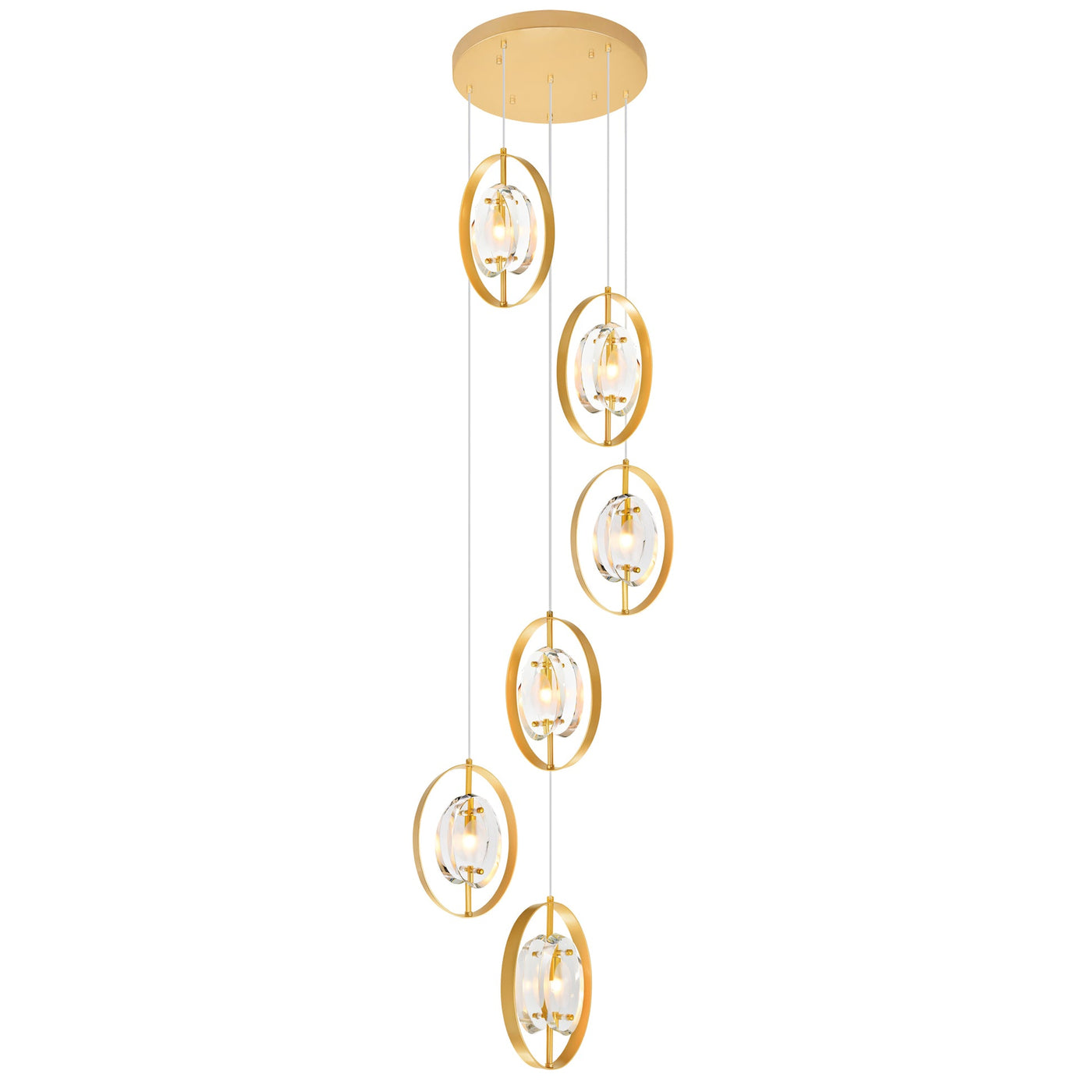 Iris 6 Light Gold Pendant Light Sun Gold Finish