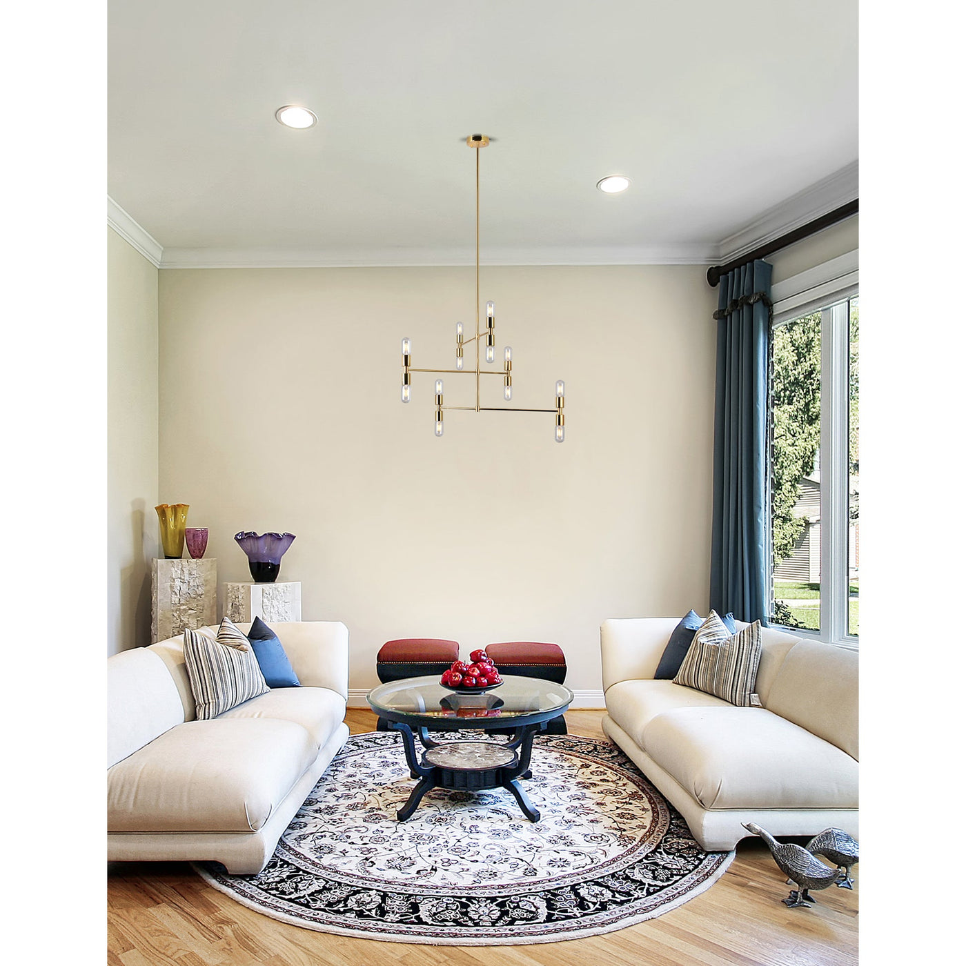 Hand Crank 12 Light Gold Chandelier Medallion Finish