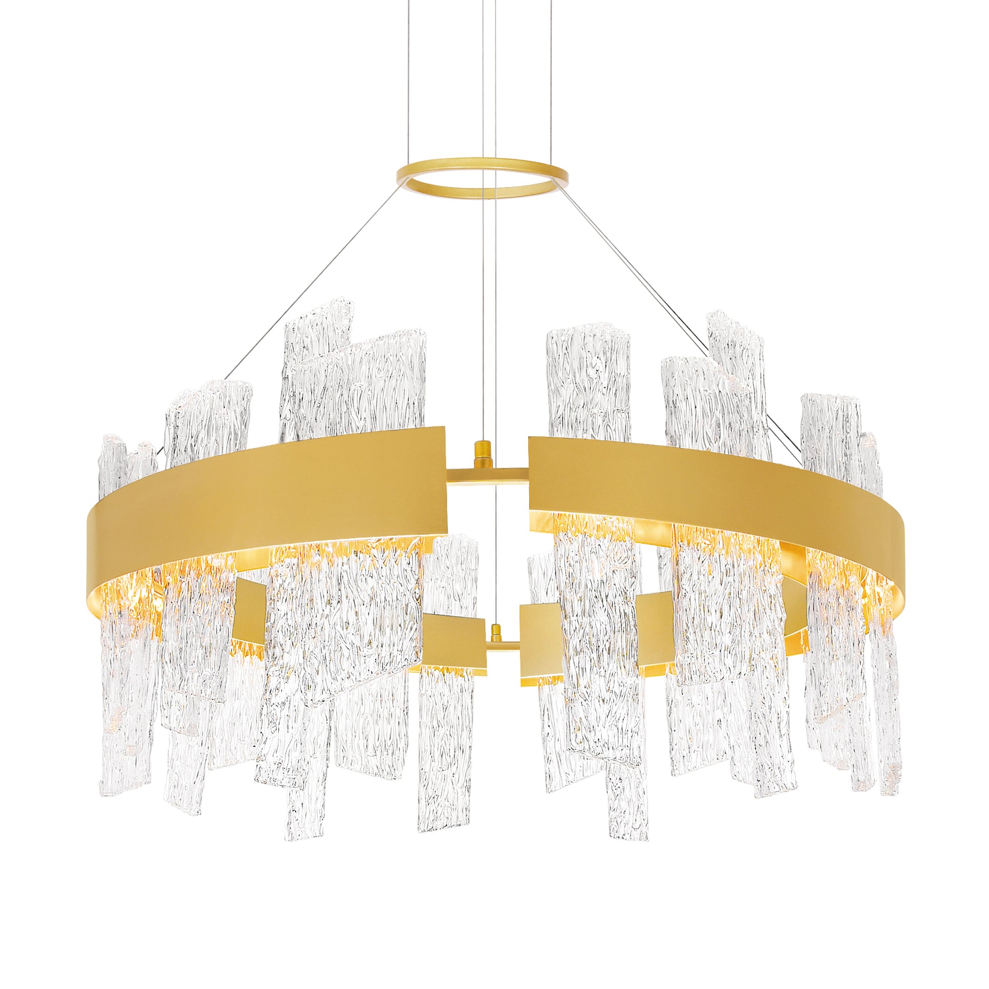 Guadiana Chandeliers Satin Gold Glass Panels