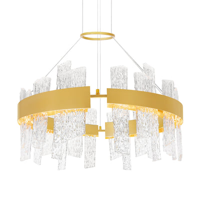 Guadiana Chandeliers Satin Gold Glass Panels
