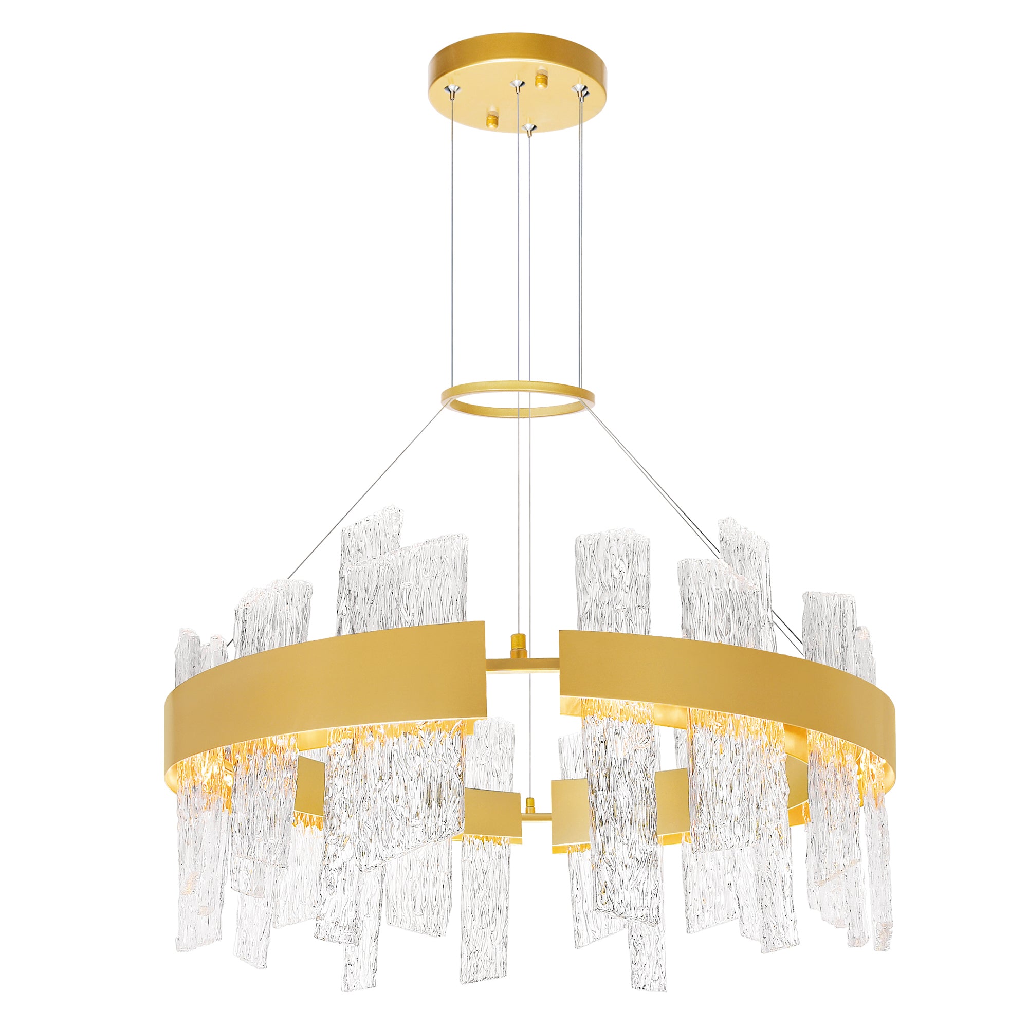 Guadiana Chandeliers Satin Gold Glass Panels