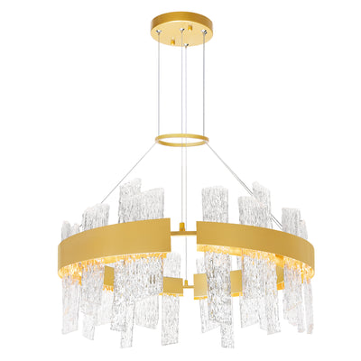Guadiana Chandeliers Satin Gold Glass Panels