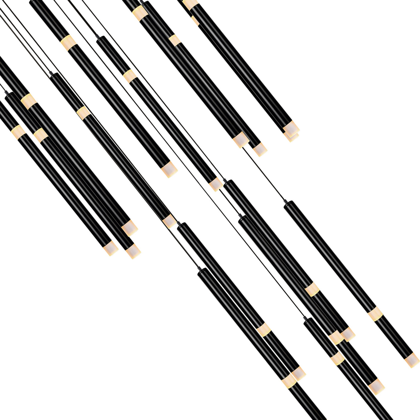 Flute Chandeliers 16-Light Black Finish