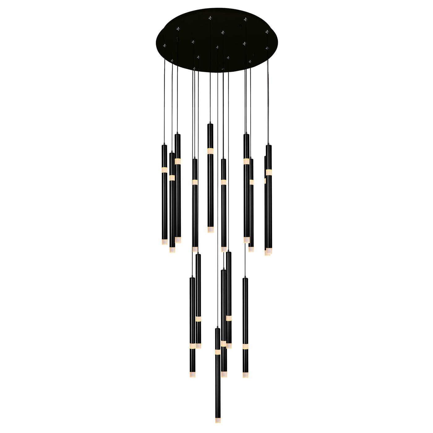 Flute Chandeliers 16-Light Black Finish