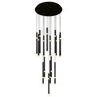 Flute Chandeliers 16-Light Black Finish