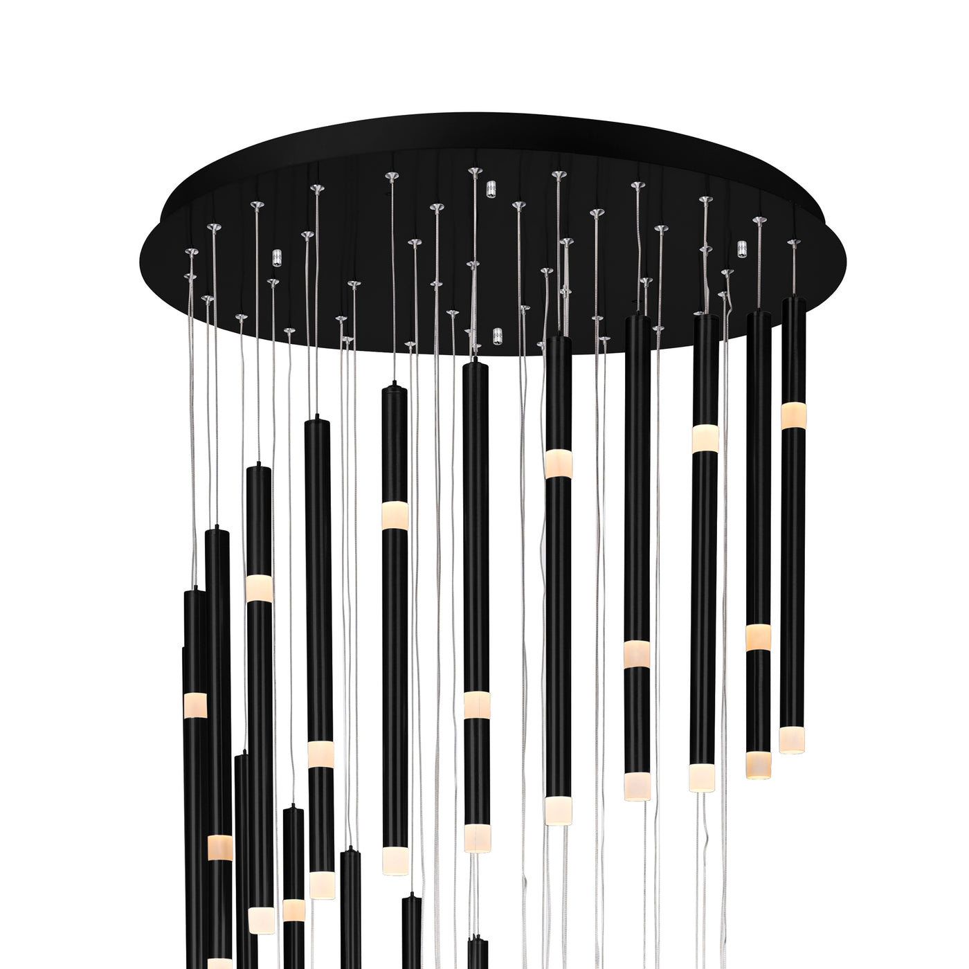 Flute Chandeliers 54 Light Black Integrated LED