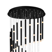 Flute Chandeliers 54 Light Black Integrated LED