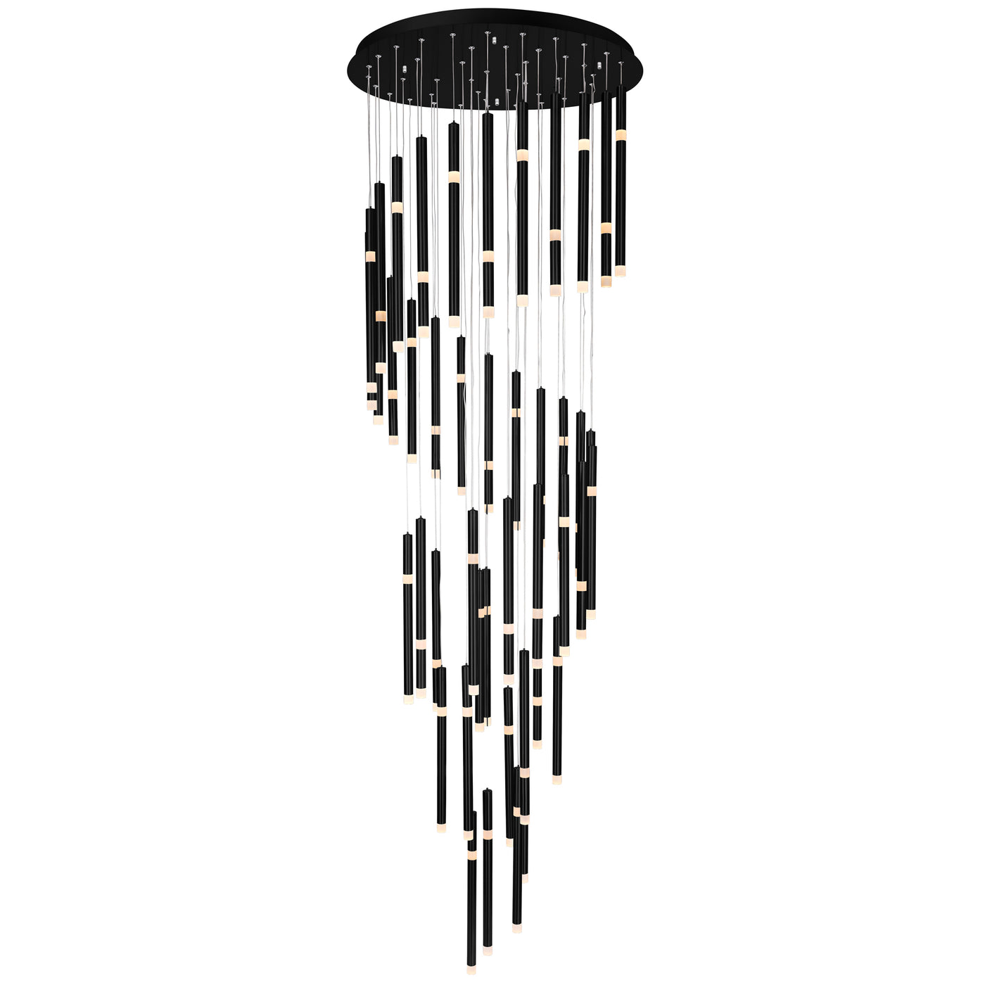 Flute Chandeliers 54 Light Black Integrated LED