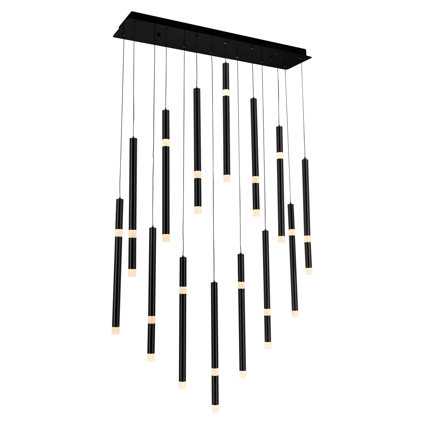 Flute Chandeliers 14 Light Integrated LED Black