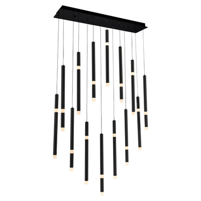Flute Chandeliers 14 Light Integrated LED Black