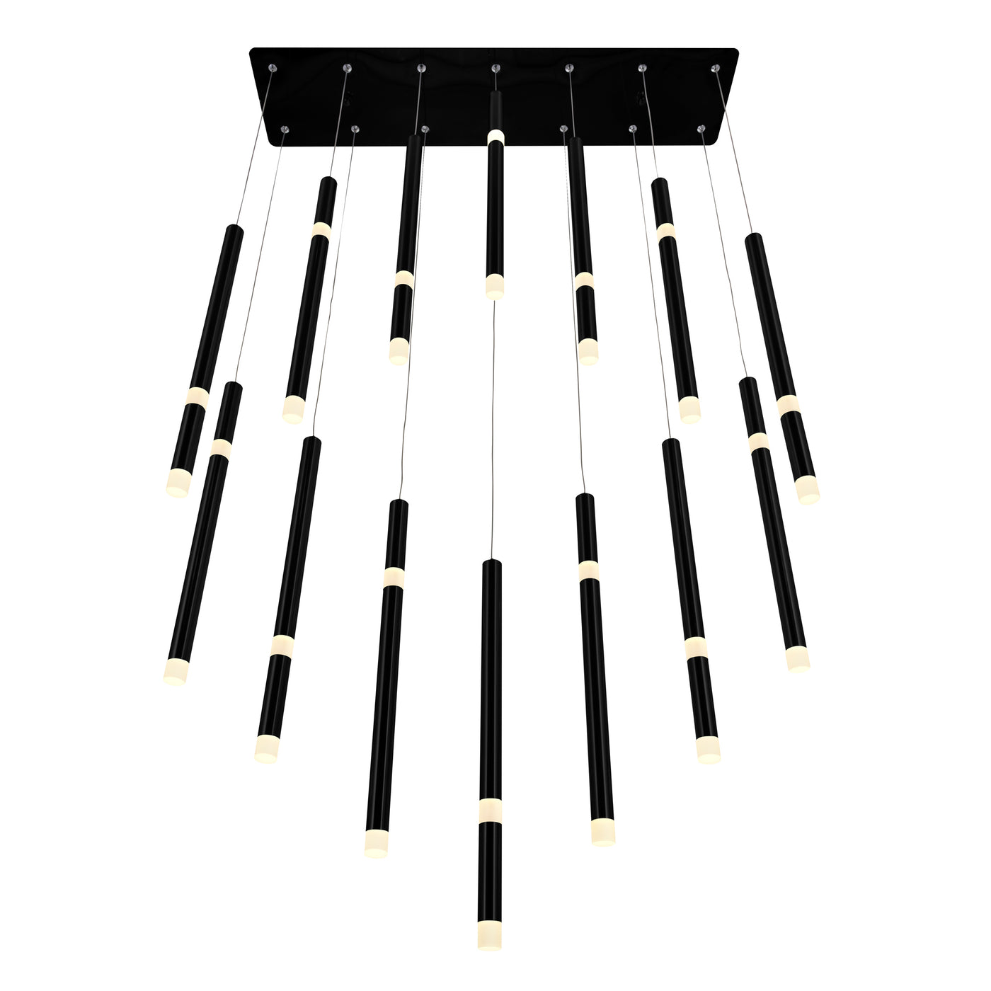 Flute Chandeliers 14 Light Integrated LED Black