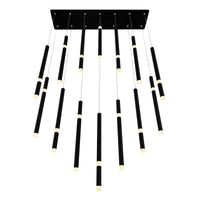 Flute Chandeliers 14 Light Integrated LED Black