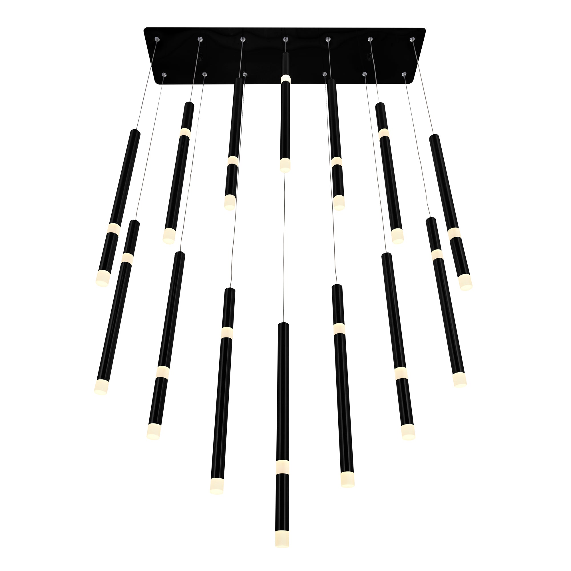 Flute Chandeliers 14 Light Integrated LED Black