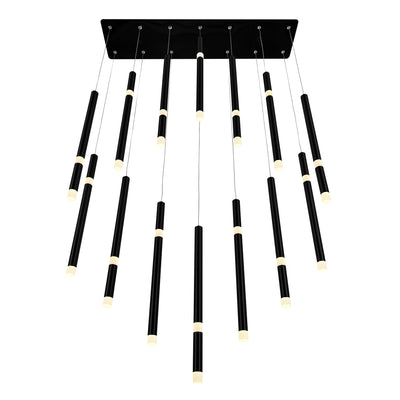 Flute Chandeliers 14 Light Integrated LED Black