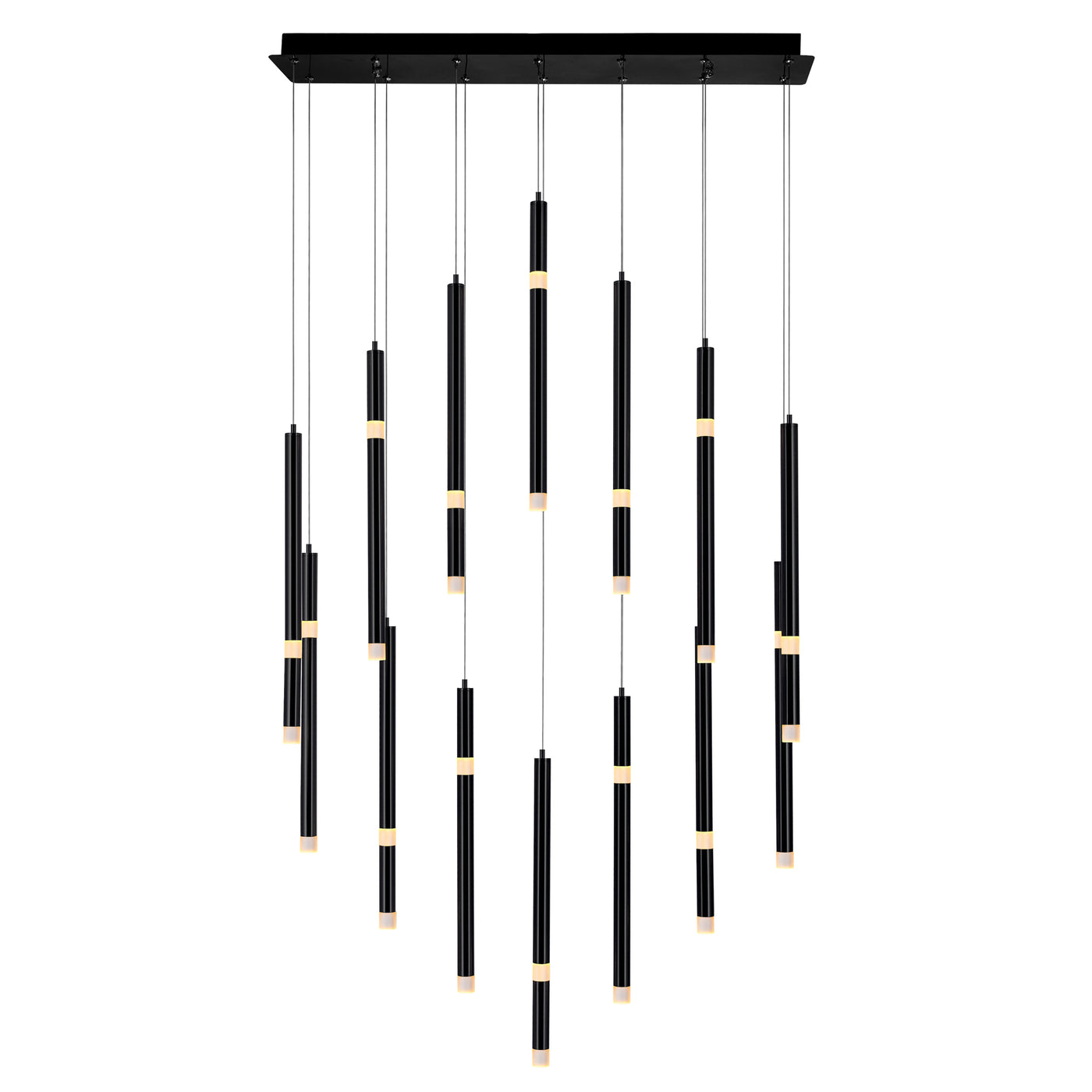 Flute Chandeliers 14 Light Integrated LED Black