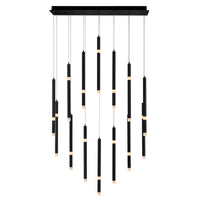 Flute Chandeliers 14 Light Integrated LED Black